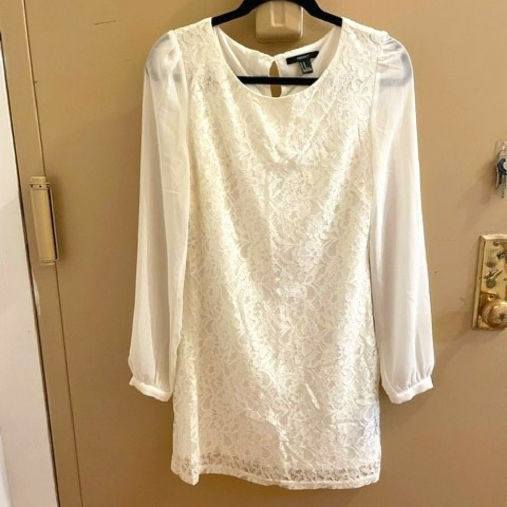 Forever 21 White Chiffon and Lace Dress